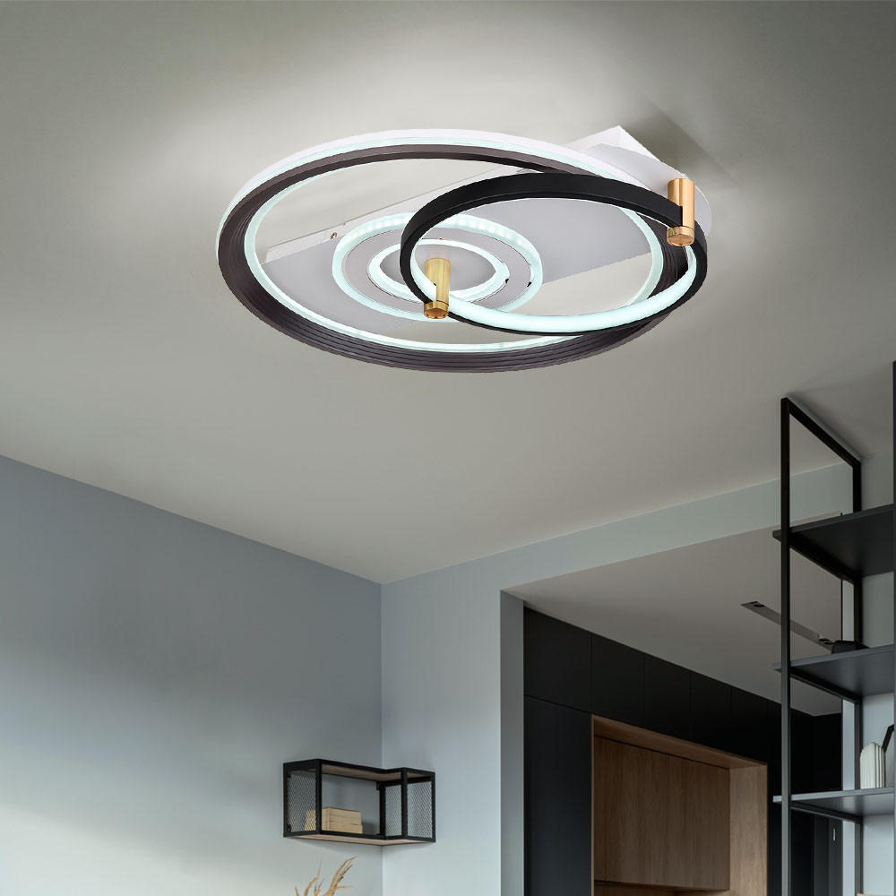 LED DECKENLEUCHTE ANI Metall Schwarz - Schwarz, Metall (52/48/9.5cm) - Globo Lighting