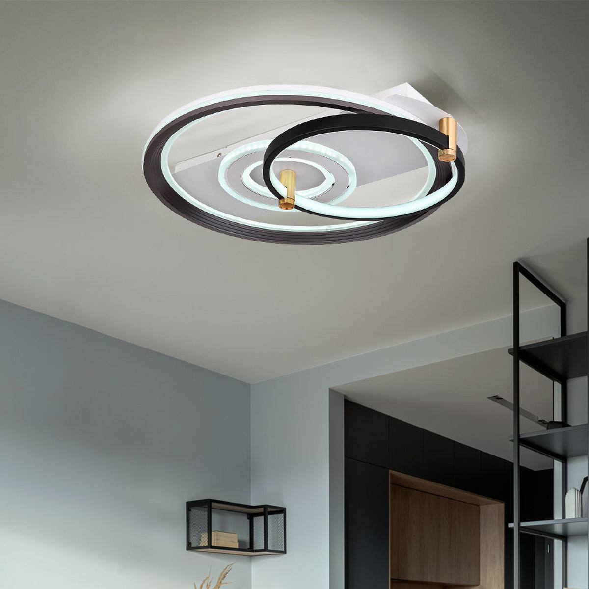 LED DECKENLEUCHTE ANI Metall Schwarz - Schwarz, Metall (52/48/9.5cm) - Globo Lighting