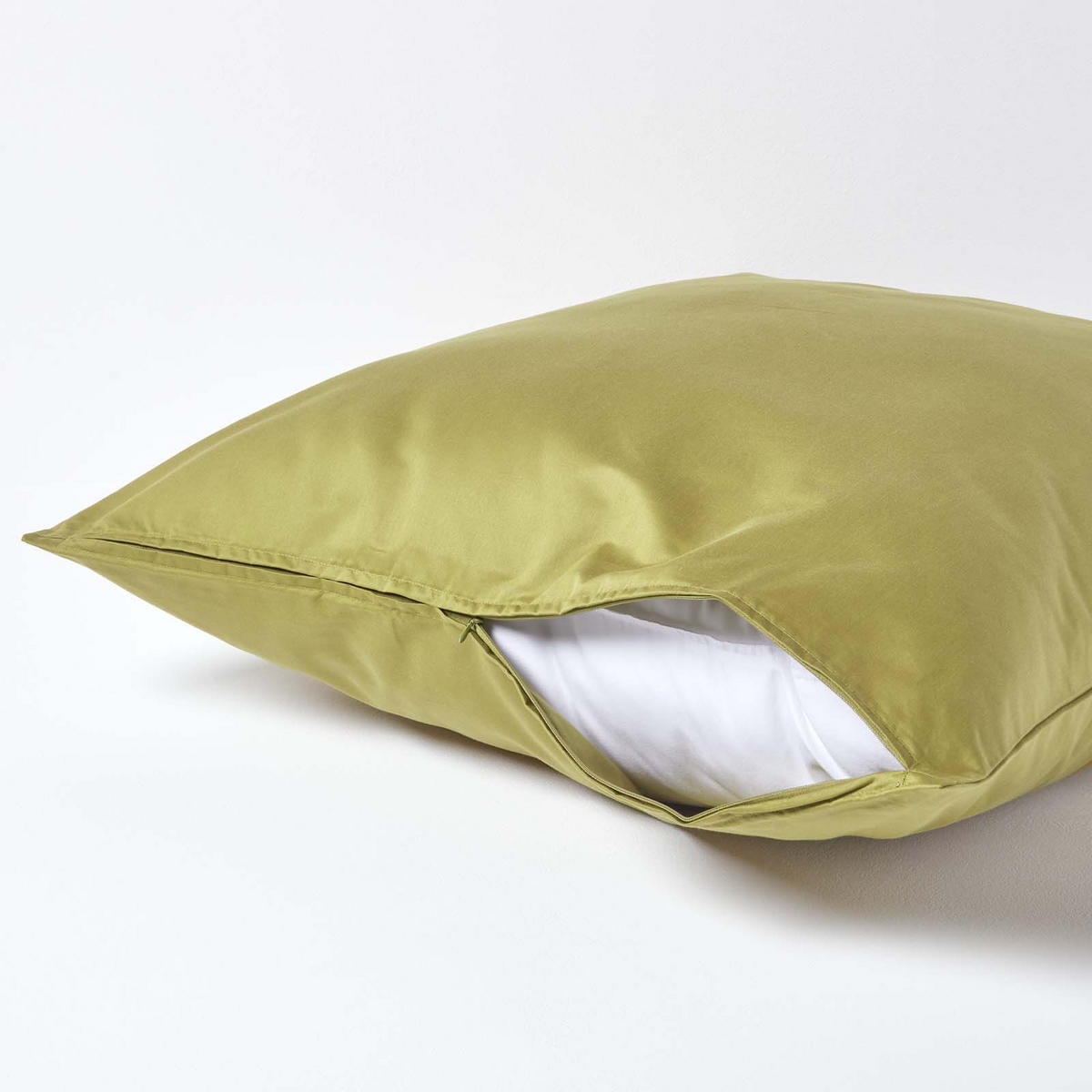 KISSENBEZUG Premium, Ägyptische Baumwolle, Fadendichte 1000 - Olivgrün, Textil (80/80cm) - Homescapes