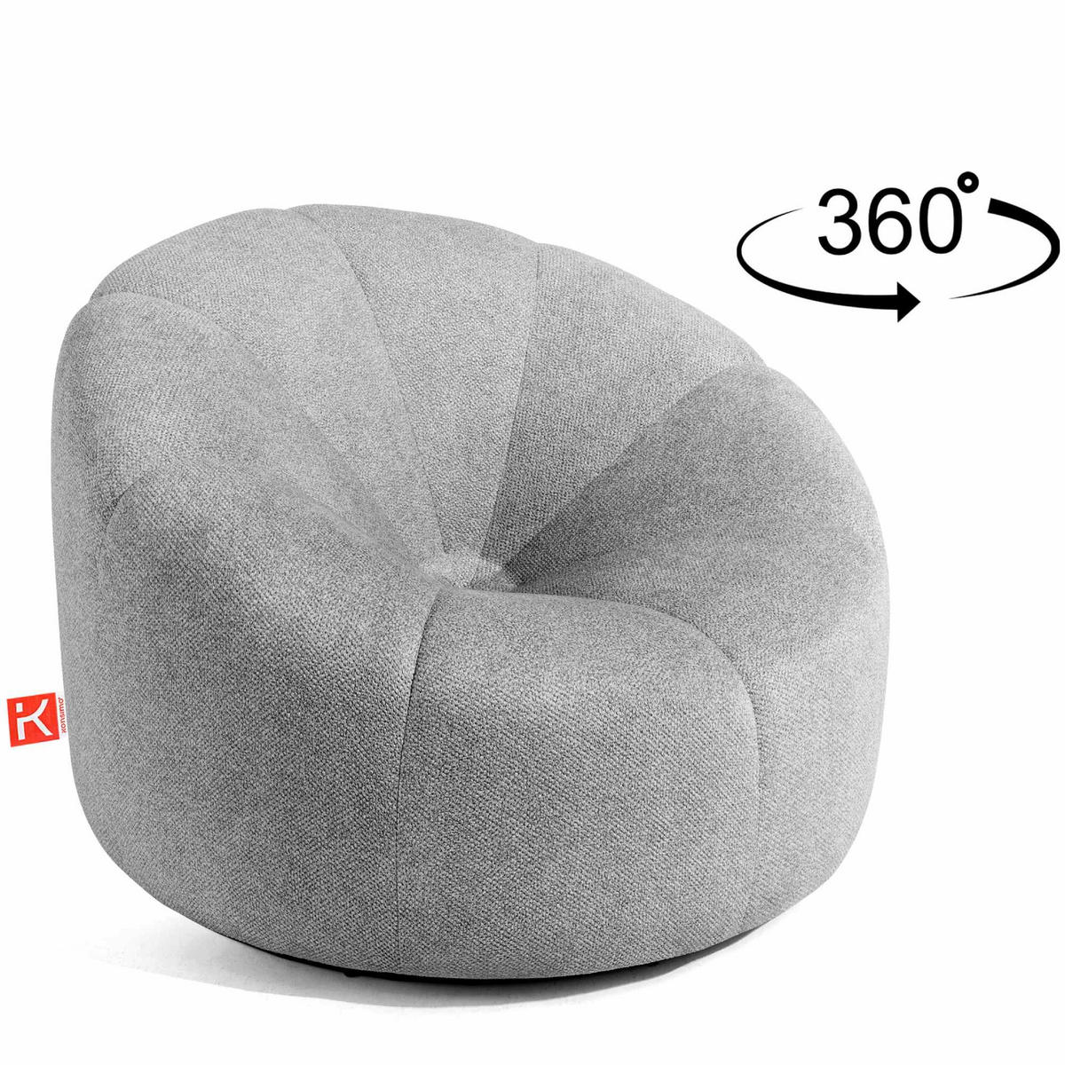 DREHSESSEL Toca mit drehbarem Metallfuß, - Hellgrau, Textil (91/72/91cm) - KONSIMO®