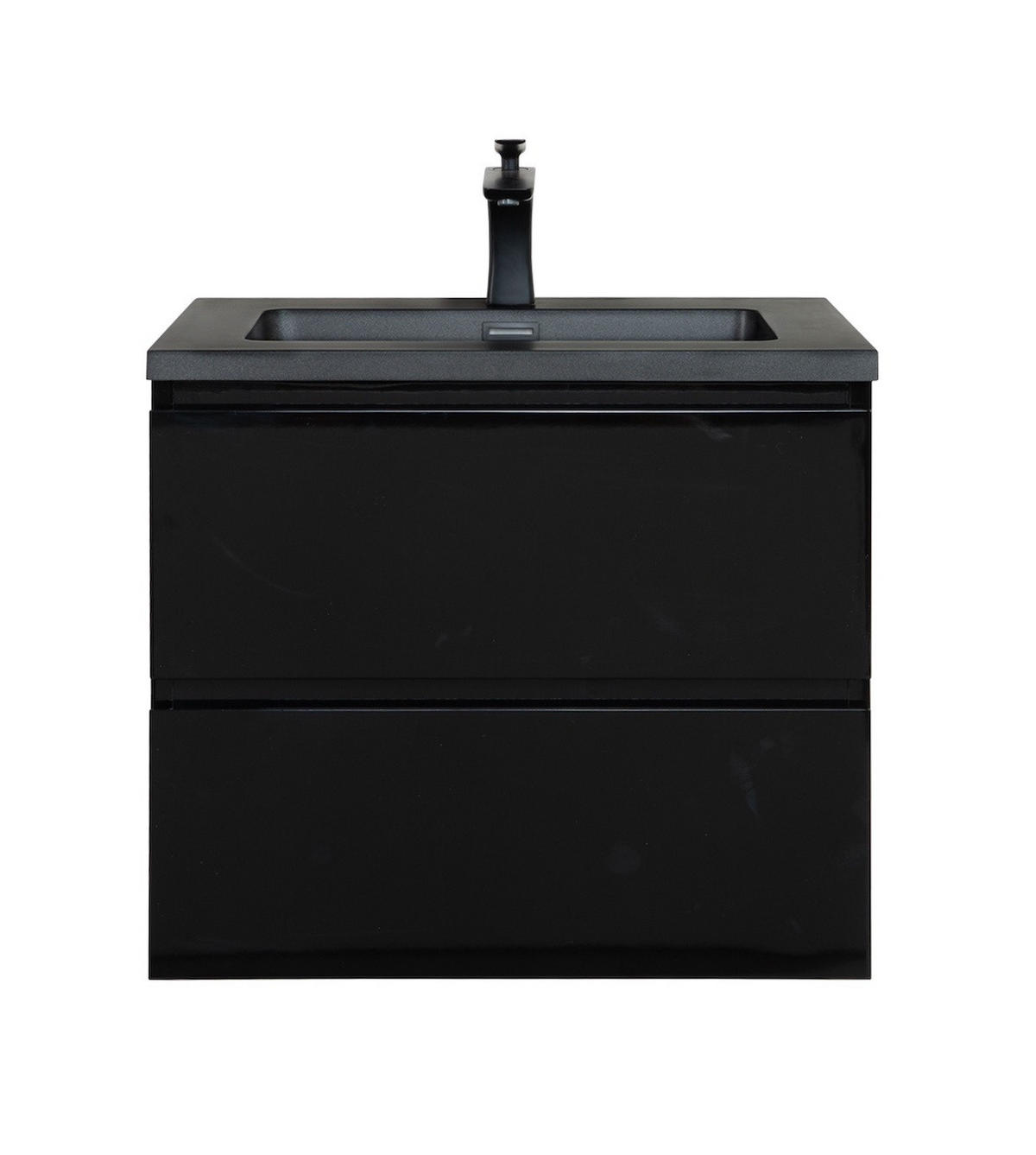 WASCHTISCHKOMBI Angela 2 Teile - Schwarz Matt Mit Schwarzem Waschbecken - 60 x 48 x 52 cm - Schwarz, Holz (60/52/48cm) - Badplaats