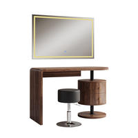 SCHMINKTISCH Lara Eiche rustikal 120 cm mit LED-Spiegel und Hocker - Wildeiche, Holzwerkstoff (120/76/50cm) - Vicco