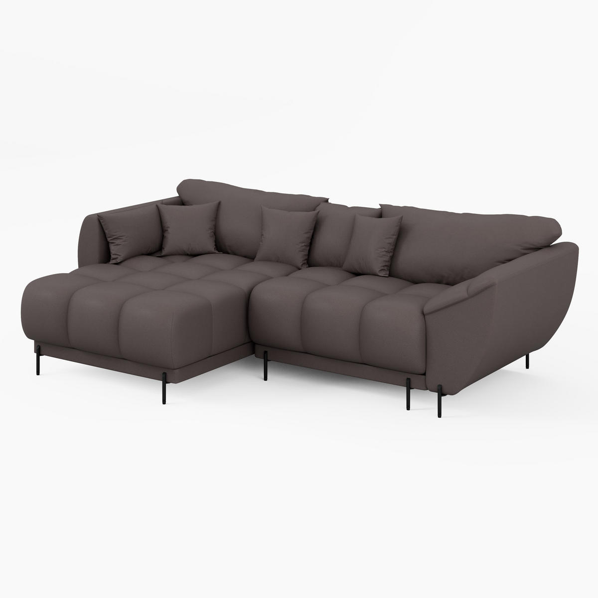 ECKSOFA LEGRO Links Schwarz Velours Pet Friendly L-Form Couch mit Schlaffunktion & Bettkasten - Schwarz, Holz (180/285cm) - Barchello