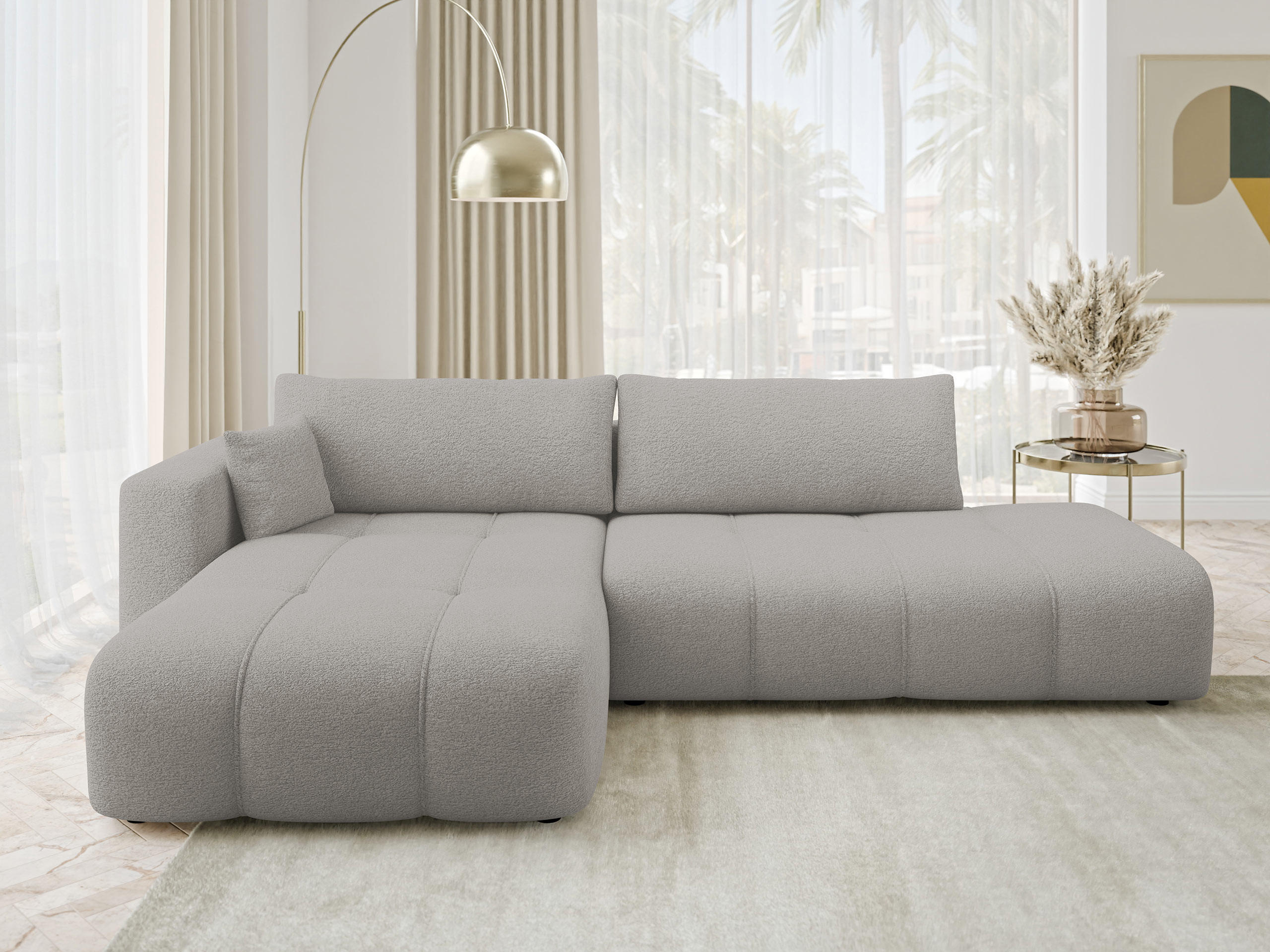 ECKSOFA Furyn O, Seite: Links - Schwarz/Grau, Holzwerkstoff/Kunststoff (262/145cm) - MIRJAN24