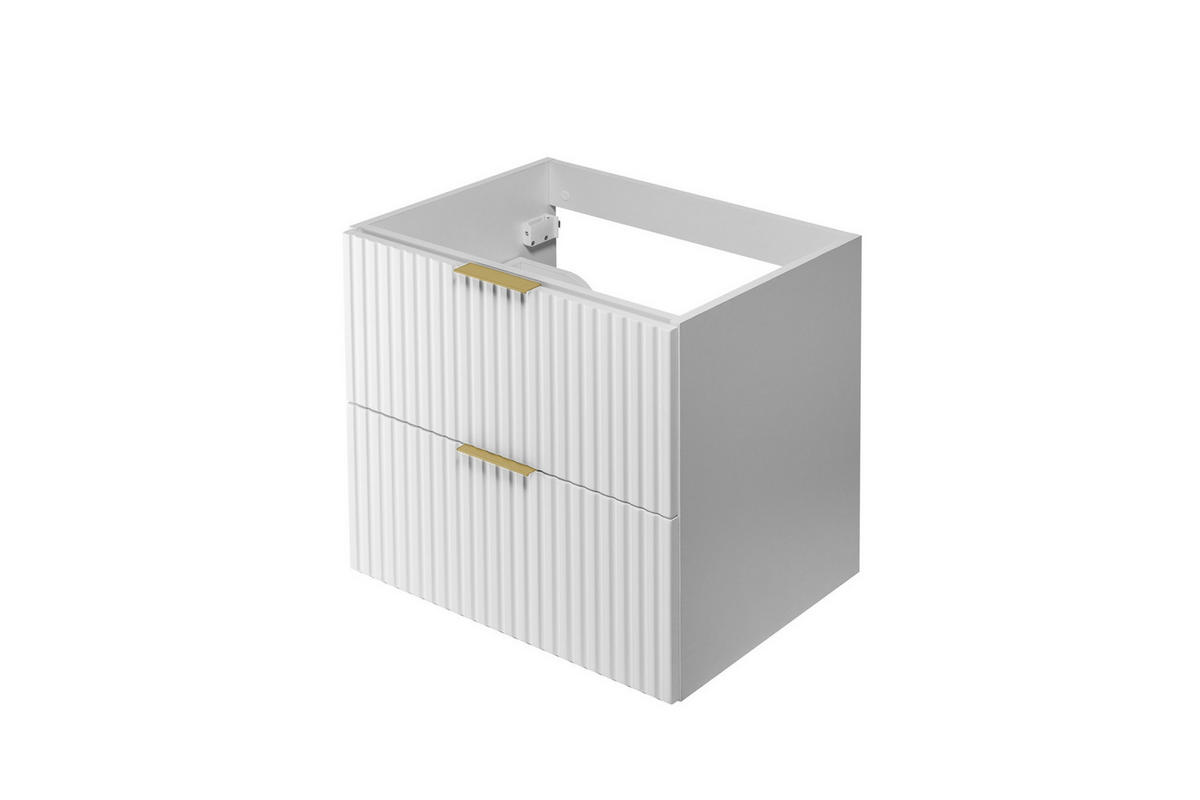 WASCHBECKUNTERSCHRANK, Weiß, 60 x 57 x 46 cm, Griff Gold, ohne Arbeitsplatte - Goldfarben/Weiß, Holzwerkstoff (60/57/46cm) - 3XE LIVING