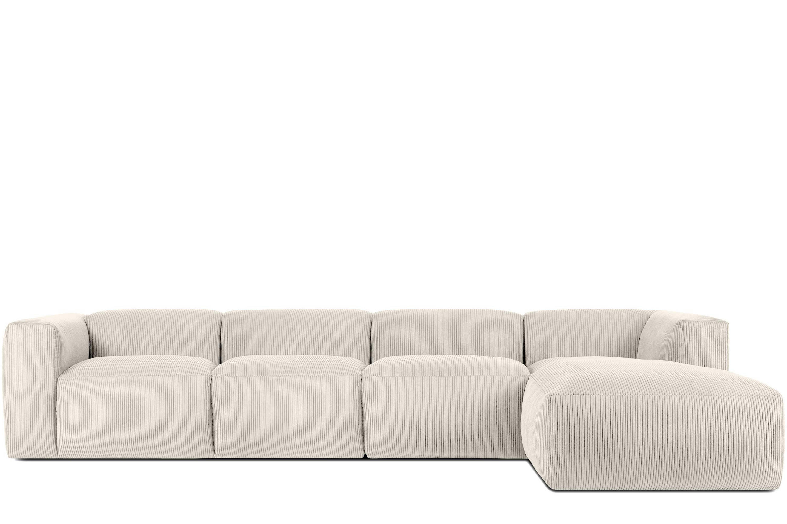ECKMODULSOFA-RECHTS BUFFO 6-Sitzer mit extrem weicher Sitzfläche, Kordstoff, cremefarben - Creme, Textil (377/180cm) - KONSIMO®