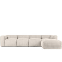 ECKMODULSOFA-RECHTS BUFFO 6-Sitzer mit extrem weicher Sitzfläche, Kordstoff, cremefarben - Creme, Textil (377/180cm) - KONSIMO®