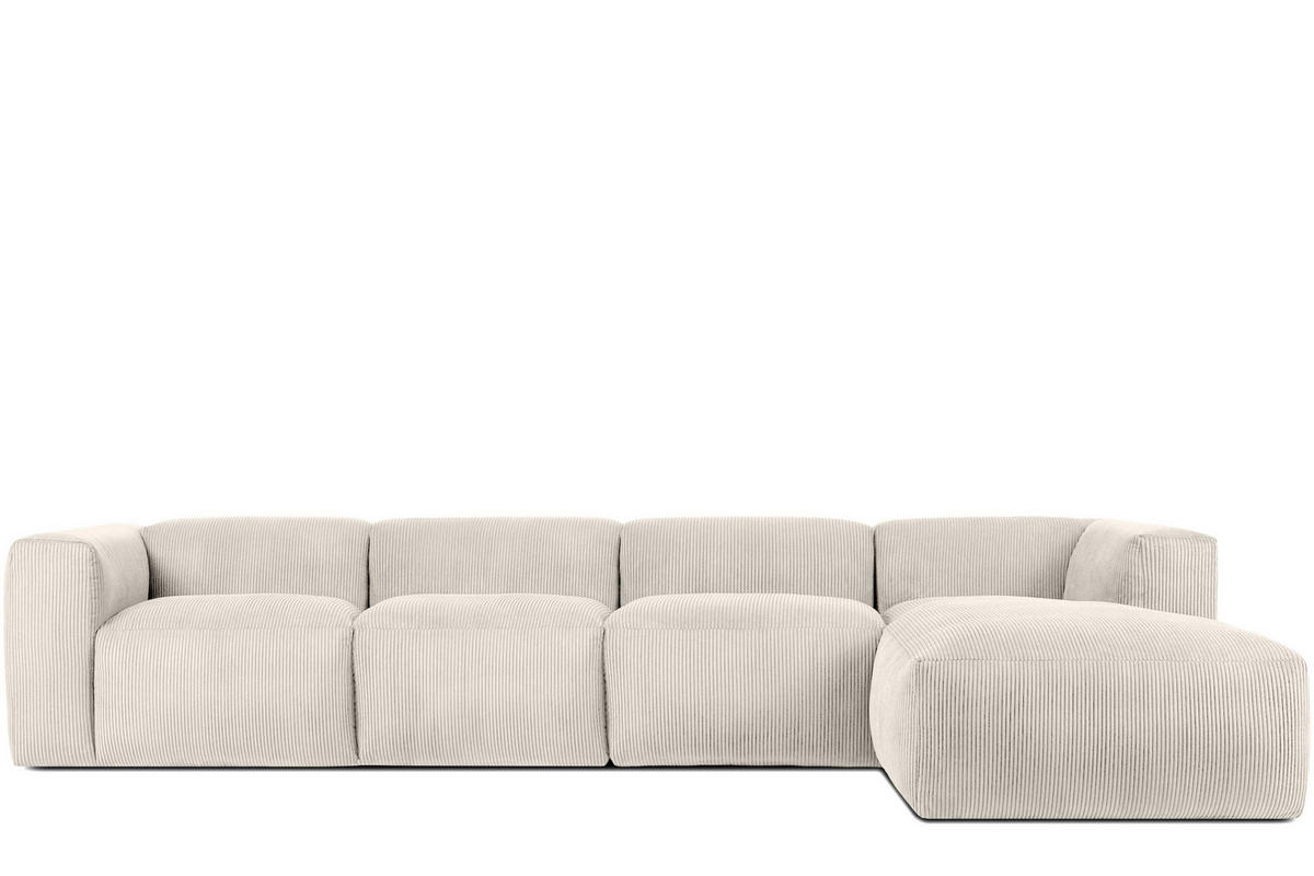 ECKMODULSOFA-RECHTS BUFFO 6-Sitzer mit extrem weicher Sitzfläche, Kordstoff, cremefarben - Creme, Textil (377/180cm) - KONSIMO®