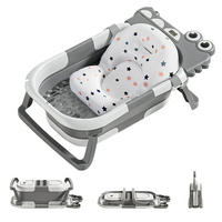BABYBADEWANNE Faltbare mit Badekissen, Sitz & Thermometer, Grau - Grau, Kunststoff (68/41cm) - Kaket