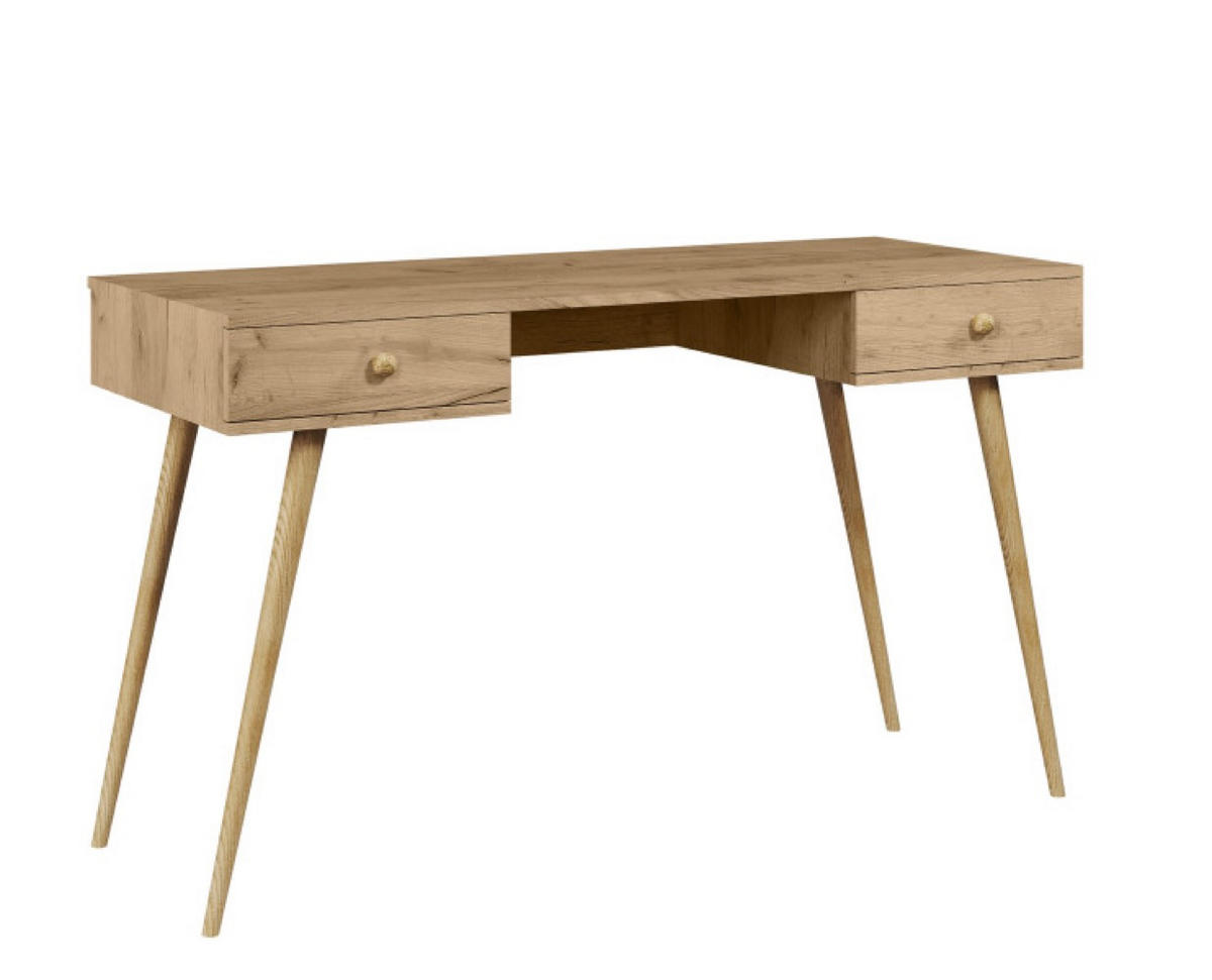 SCHREIBTISCH Golden Craft Eiche Skandinavischer Stil Mit Schubladen - Beige, Holzwerkstoff (135/135/79cm) - Sepro Meble