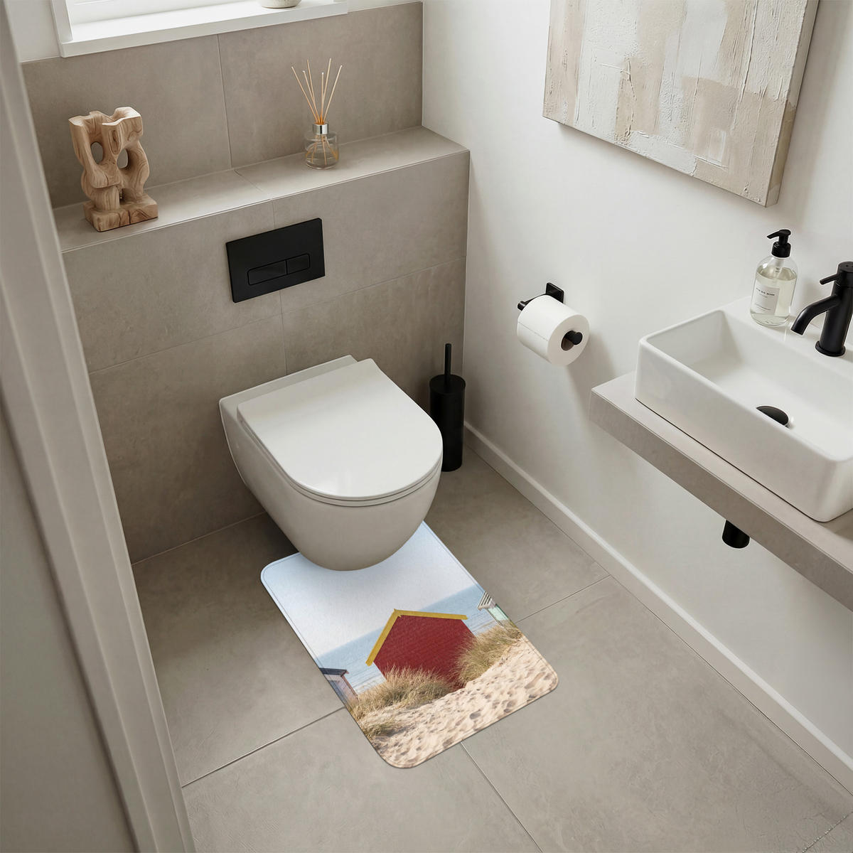 WC PŘEDLOŽKA Pláž - Chaty - Barevné - Duny 40x60 cm - různobarevná, textil/plast (40/1cm) - OnlyWow
