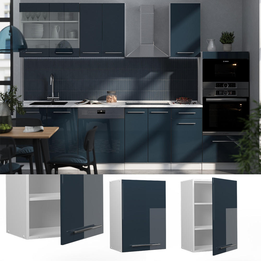 HÄNGESCHRANK Fame-Line Dunkelblau Hochglanz 50 cm - Weiß/Dunkelblau, Holzwerkstoff (50/72/34.1cm) - Vicco