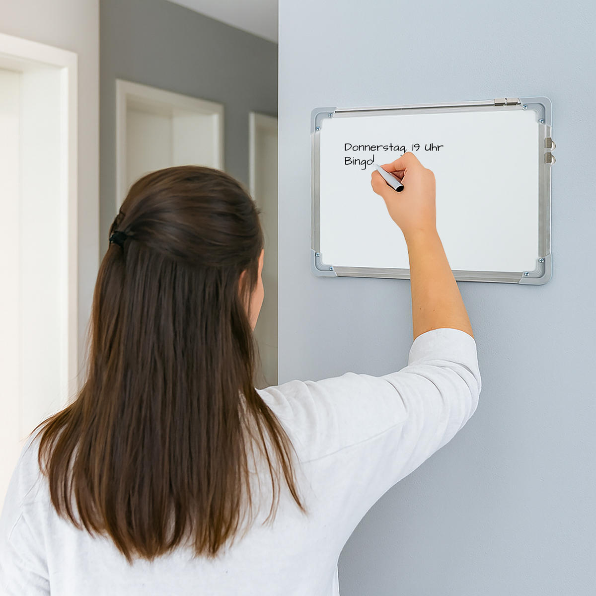 WHITEBOARD Set - Weiß, Kunststoff/Metall (40/30/5cm) - Relaxdays