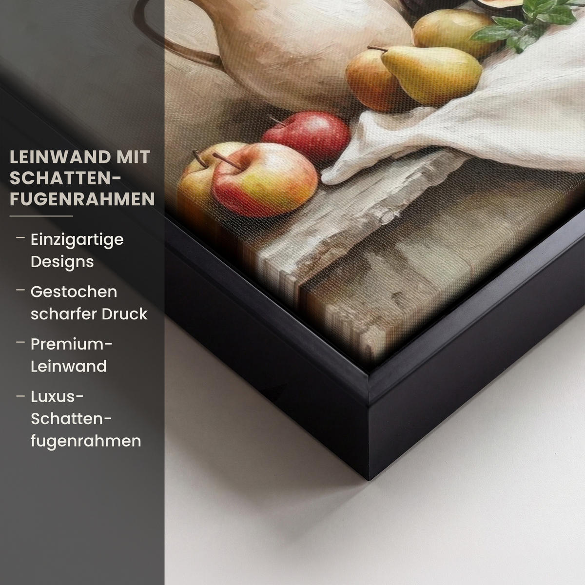 LEINWAND Bilder mit Rahmen - Obst - Kräuter - Ländlich - 20x20 - Naturfarben, Textil (20/20cm) - MuchoWow