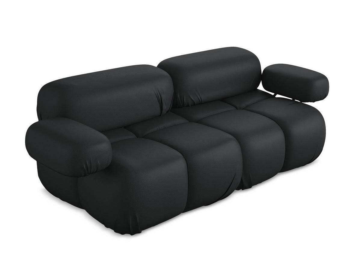 2-SITZER-SOFA Kunstleder Schwarz - Schwarz/Grau, Leder/Kunststoff (190/70/96cm) - Makamii