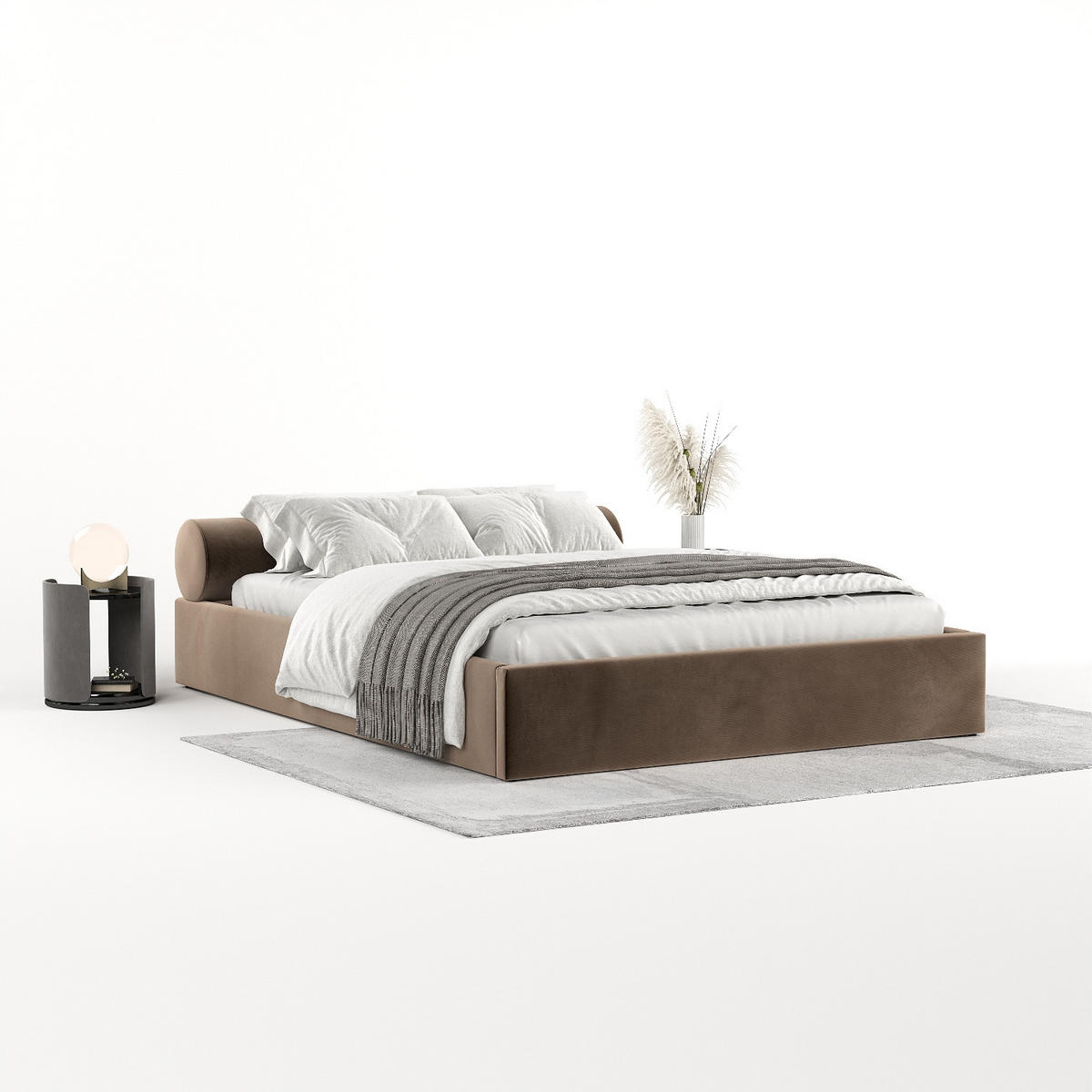 POLSTERBETT Solvo mit Stauraum 140/200 cm Braun im Paros Stoff - Schwarz/Naturfarben, Holz/Holzwerkstoff (140/200cm) - AltaBeds