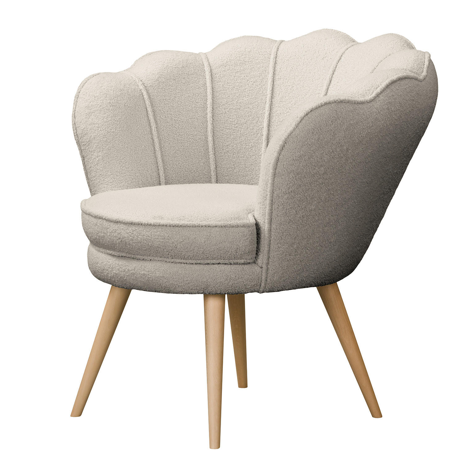 SESSEL - Bouclé, Füße Hell - Beige/Hellgrau, Birkenholz/Textil (75/74/75cm) - home24