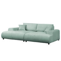 BIGSOFA - Schwarz/Hellblau, Kunststoff/Textil (237/79/144cm) - home24