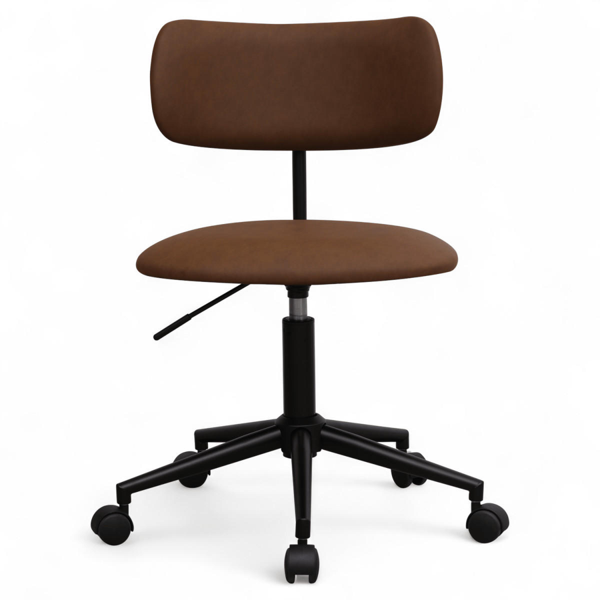 DREHSTUHL höhenverstellbar in Kunstleder Dunkelbraun - Schwarz/Braun, Textil/Metall (56/74/57cm) - Furnhouse