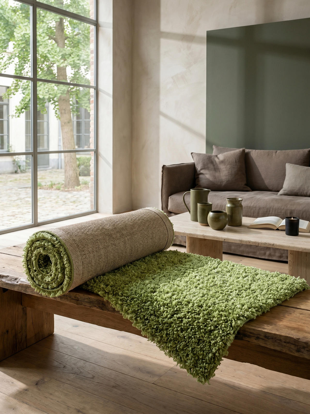 TEPPICH Hochflor Shaggy Einfarbig Weich Flauschig Waschbar Läufer Grün 80x250 cm – RHEIN - Grün, Textil (250/80cm) - KADIMA DESIGN