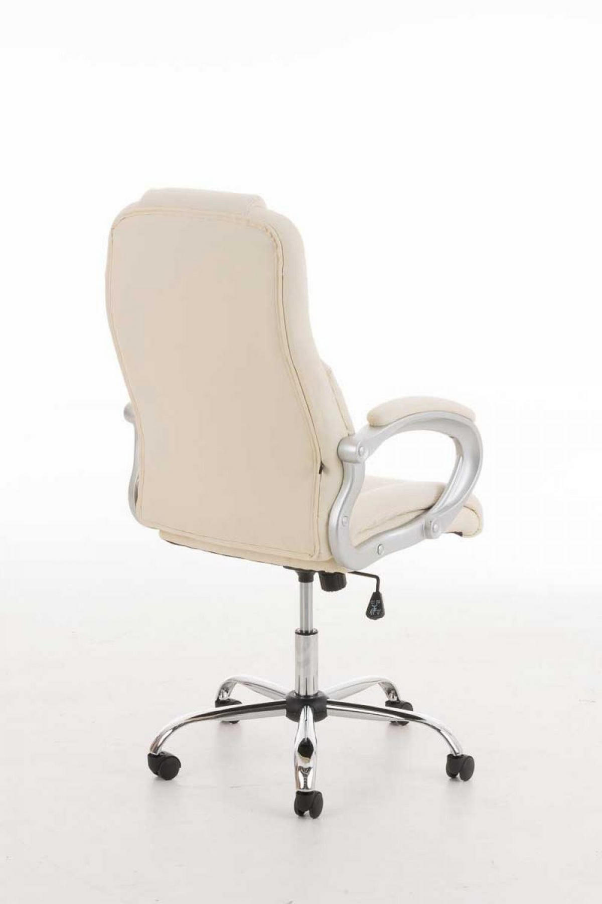 CHEFSESSEL Lederlook creme - Chromfarben/Creme, Textil/Metall (66/113/70cm) - CLP