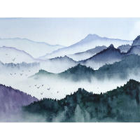 FOTOTAPETE Berglandschaft mit Bäumen 375 x 270 cm - Grün, Papier (375/270cm) - Sanders & Sanders