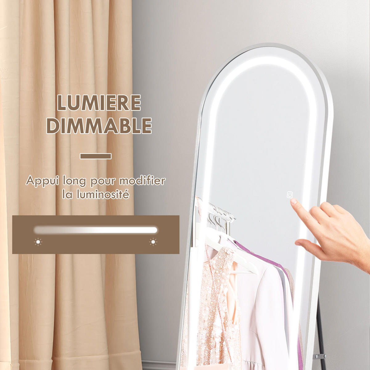 STANDSPIEGEL DE-17949 Silber - Silberfarben, Glas (40/150/5cm) - ComfortXL
