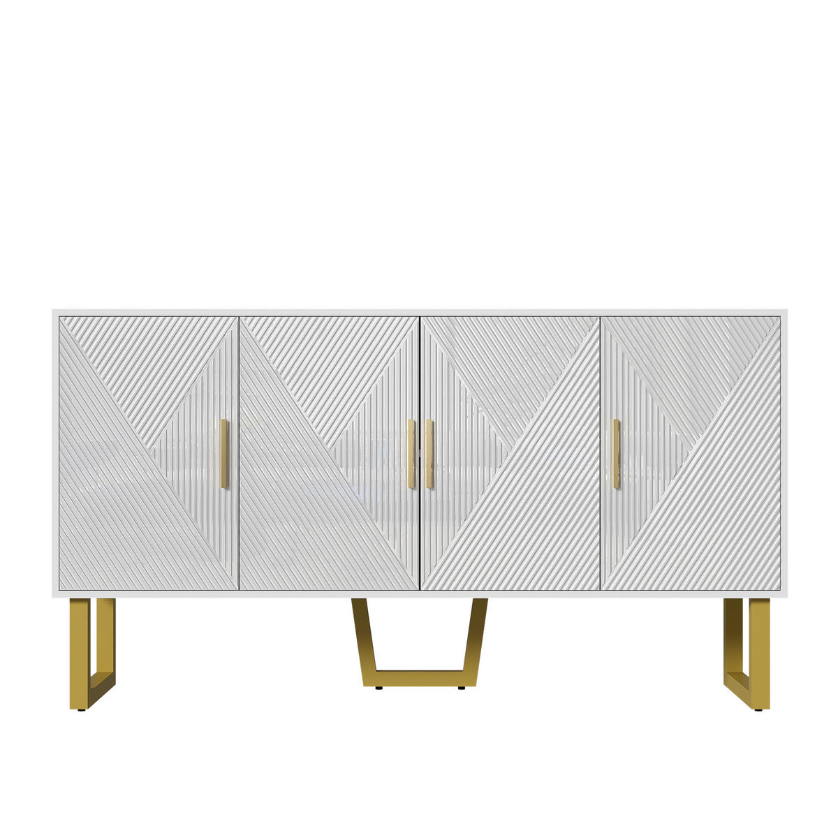 SIDEBOARD 4-türig 150 x 40 x 82 cm Weiß mit verstellbaren Regalböden - Weiß, Holzwerkstoff (150/82/40cm) - Meubliv