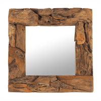 WANDSPIEGEL TEAK 50 Teakholz (erodiert) naturfarben - Braun, Holz (50/50/3cm) - DESIGN DELIGHTS