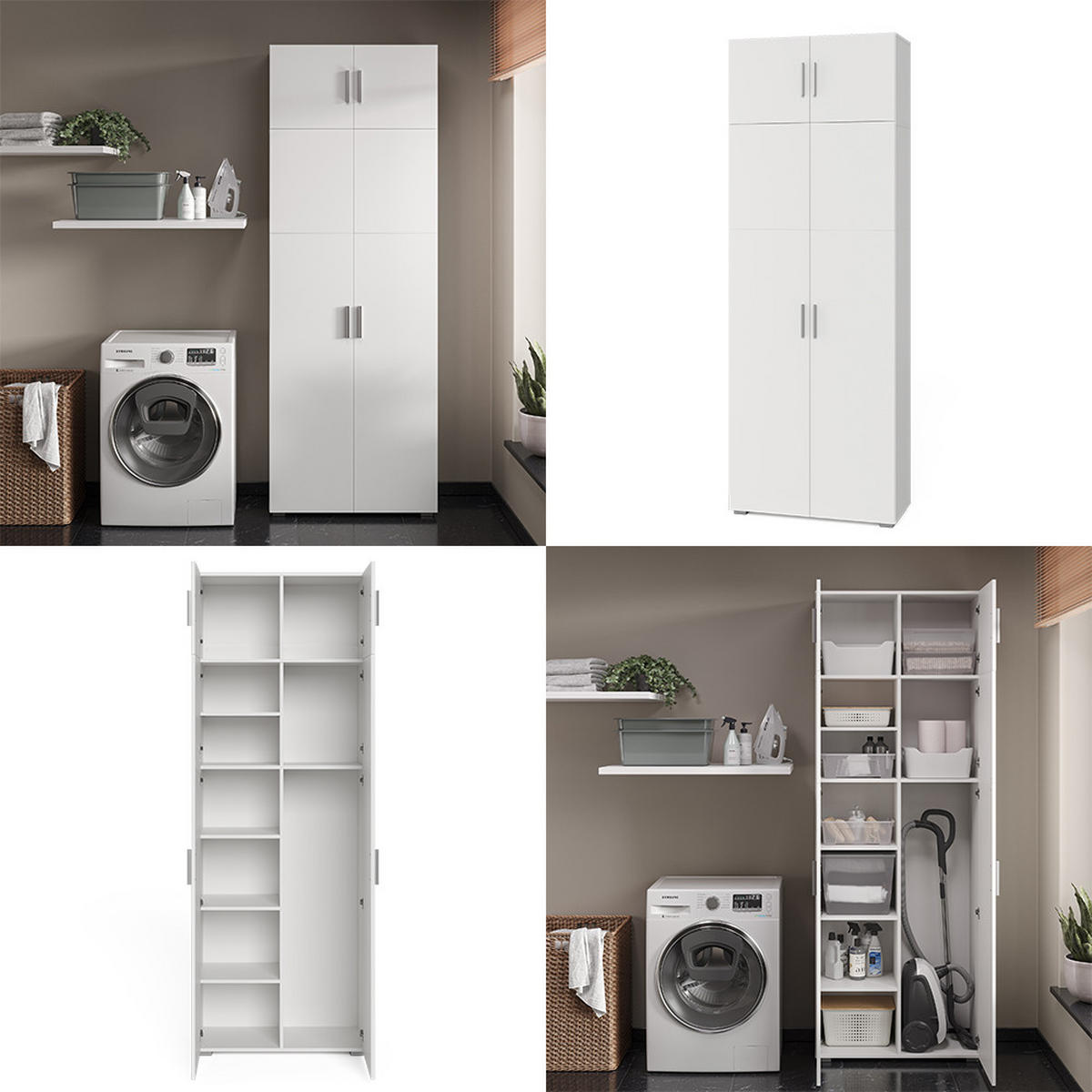 UNIVERSALSCHRANK Ingo Weiß 80 x 182.4 cm mit Schrankaufsatz - Weiß, Holzwerkstoff (80/182.4/37cm) - Vicco