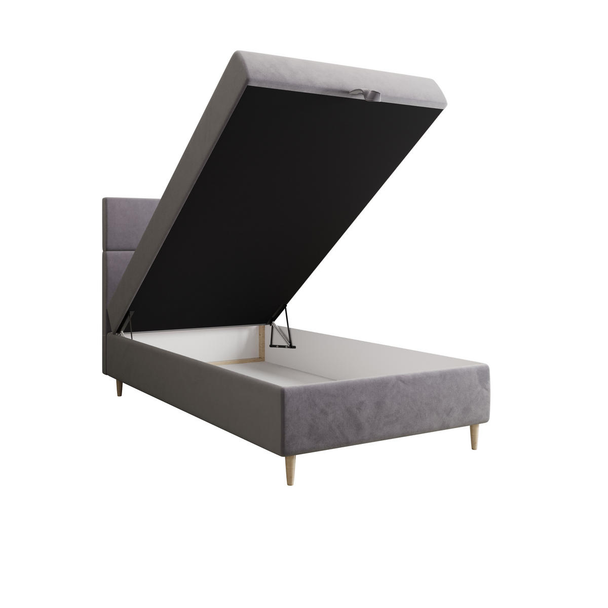 BOXBETT FLO 120x200 Itaka 50, mit Matratze H3, Bonell und Topper, Hellgrau - Hellgrau, Holz/Textil (120/200cm) - Bedante