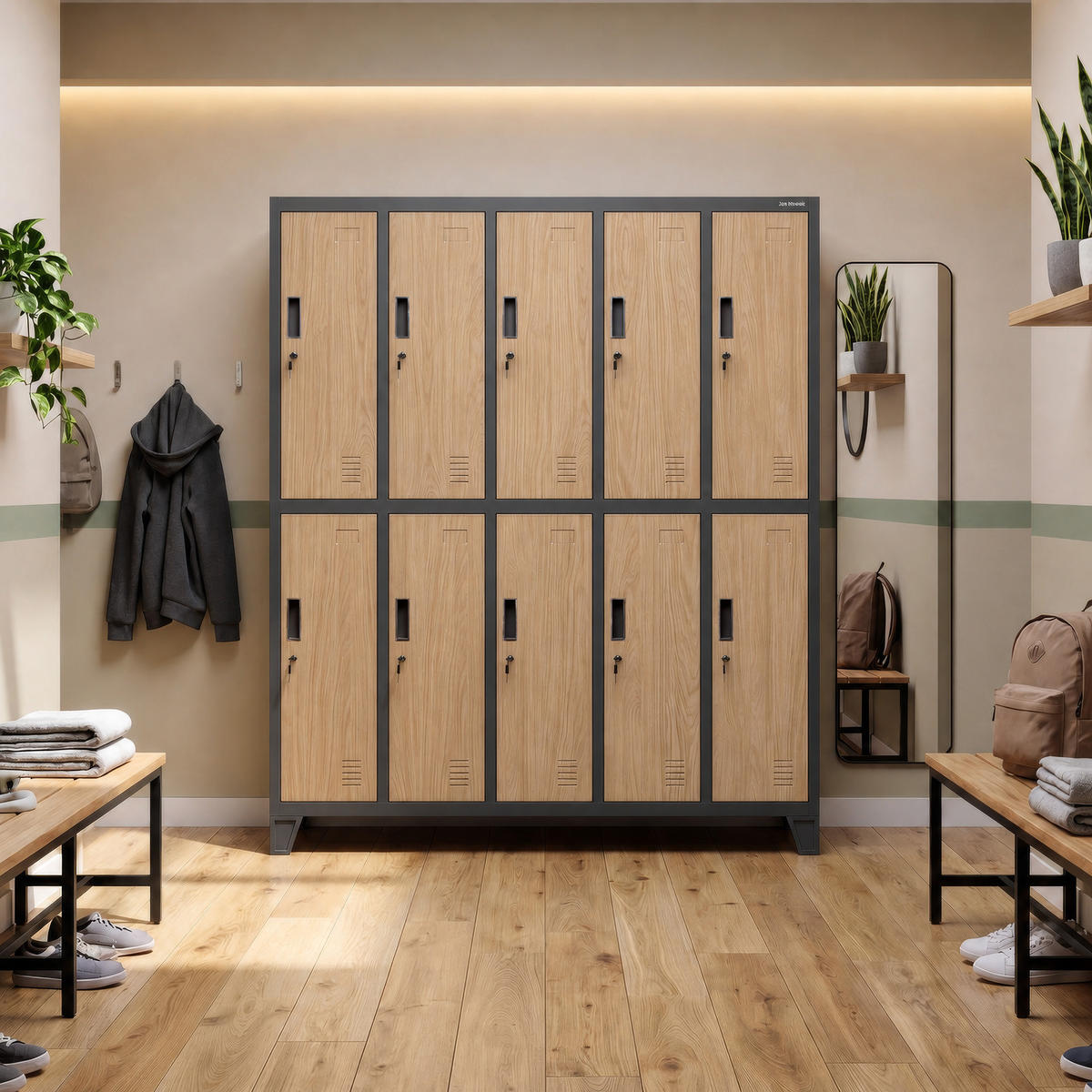 ARBEITSSCHUTZ-KLEIDERSCHRANK BARTEK 172 x 136 x 45 cm - Anthrazit/Sonoma Eiche, Metall (136/172/45cm) - Jan Nowak