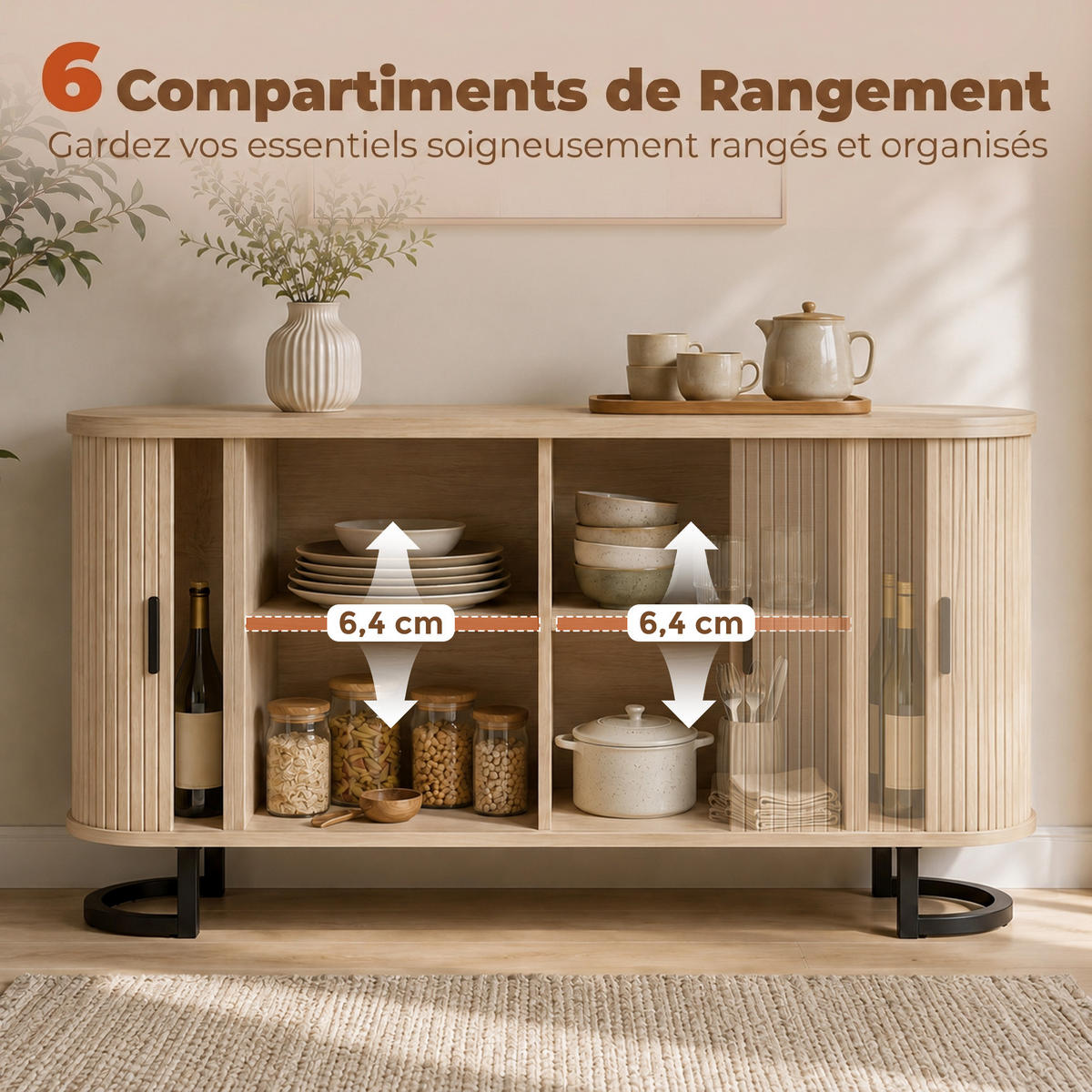 SIDEBOARD Naturfarben 140/40/75 cm - Naturfarben, Holzwerkstoff (140/75/40cm) - PANGIVO