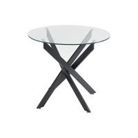 ESSTISCH rund für 2 Personen - Sicherheitsglas & schwarzes Metall - Transparent - COSIMA - Transparent, Glas (90/90/77cm) - Vente-Unique