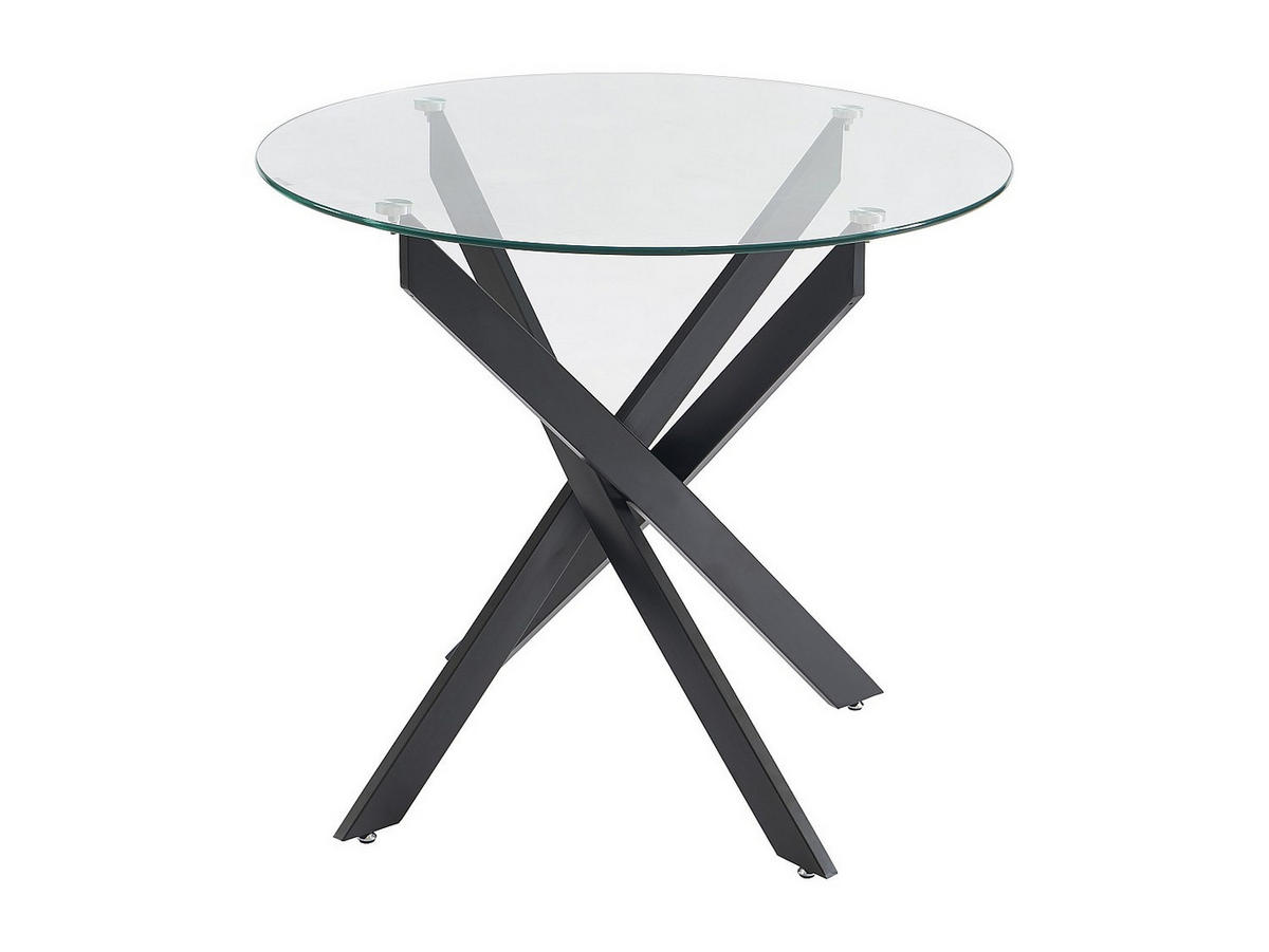 ESSTISCH rund für 2 Personen - Sicherheitsglas & schwarzes Metall - Transparent - COSIMA - Transparent, Glas (90/90/77cm) - Vente-Unique