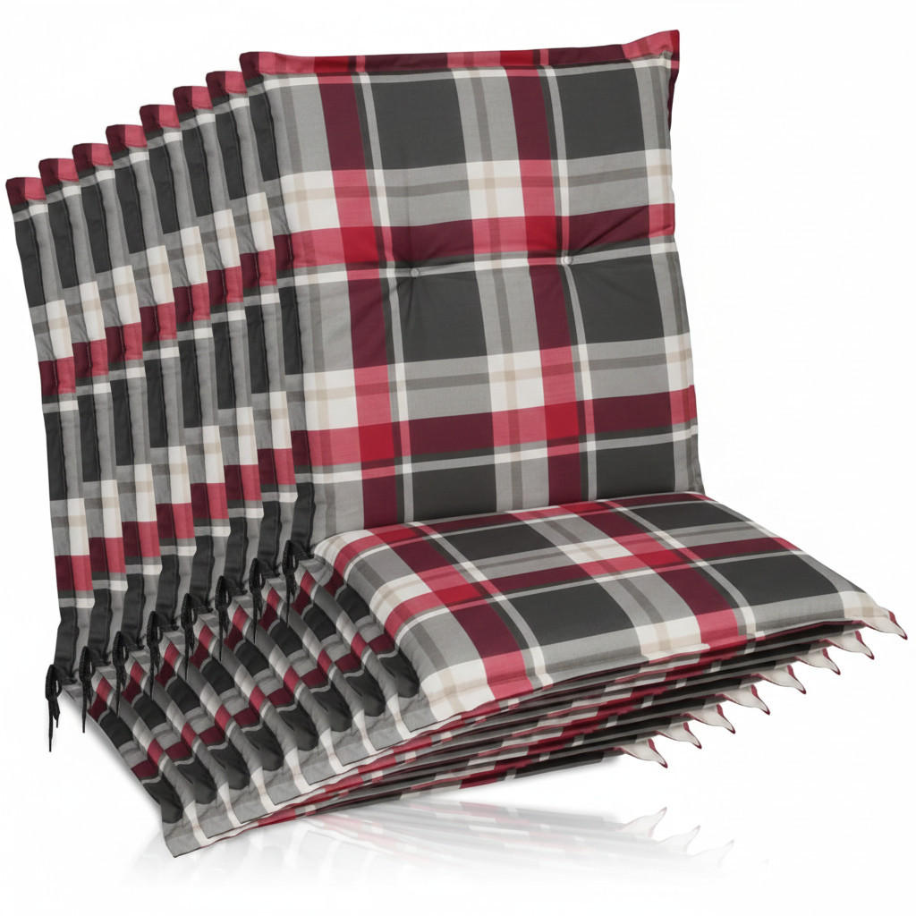 NIEDERLEHNERAUFLAGE Sunny RK 100x50x6cm Bordeaux Kariert (8tlg) - Bordeaux, Textil (50/6/100cm) - Beautissu 