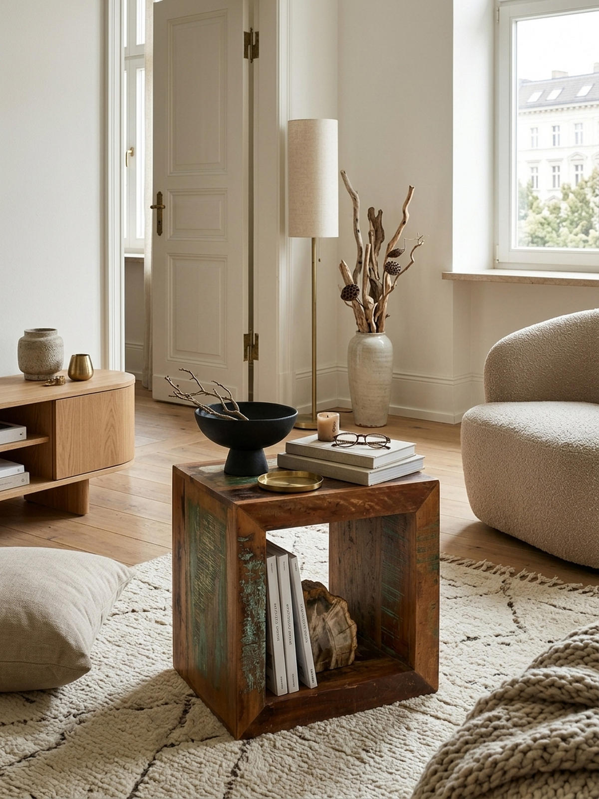 BEISTELLTISCH – Quadratisch Mango Massivholz 45x45x35 cm Shabby Chic - Braun, Holz (35/45/45cm) - KADIMA DESIGN