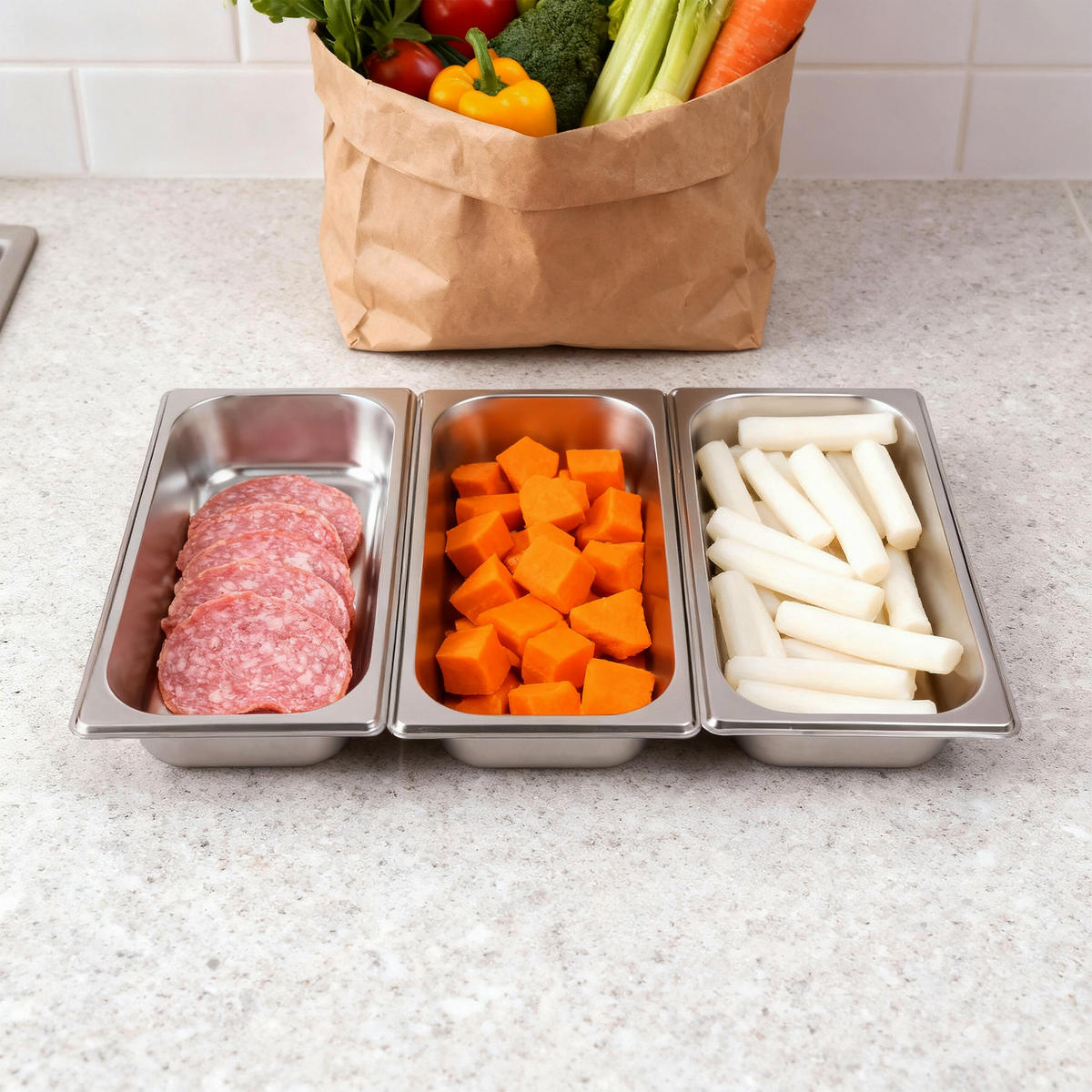 GN nádoby - stříbrná, kov - Relaxdays