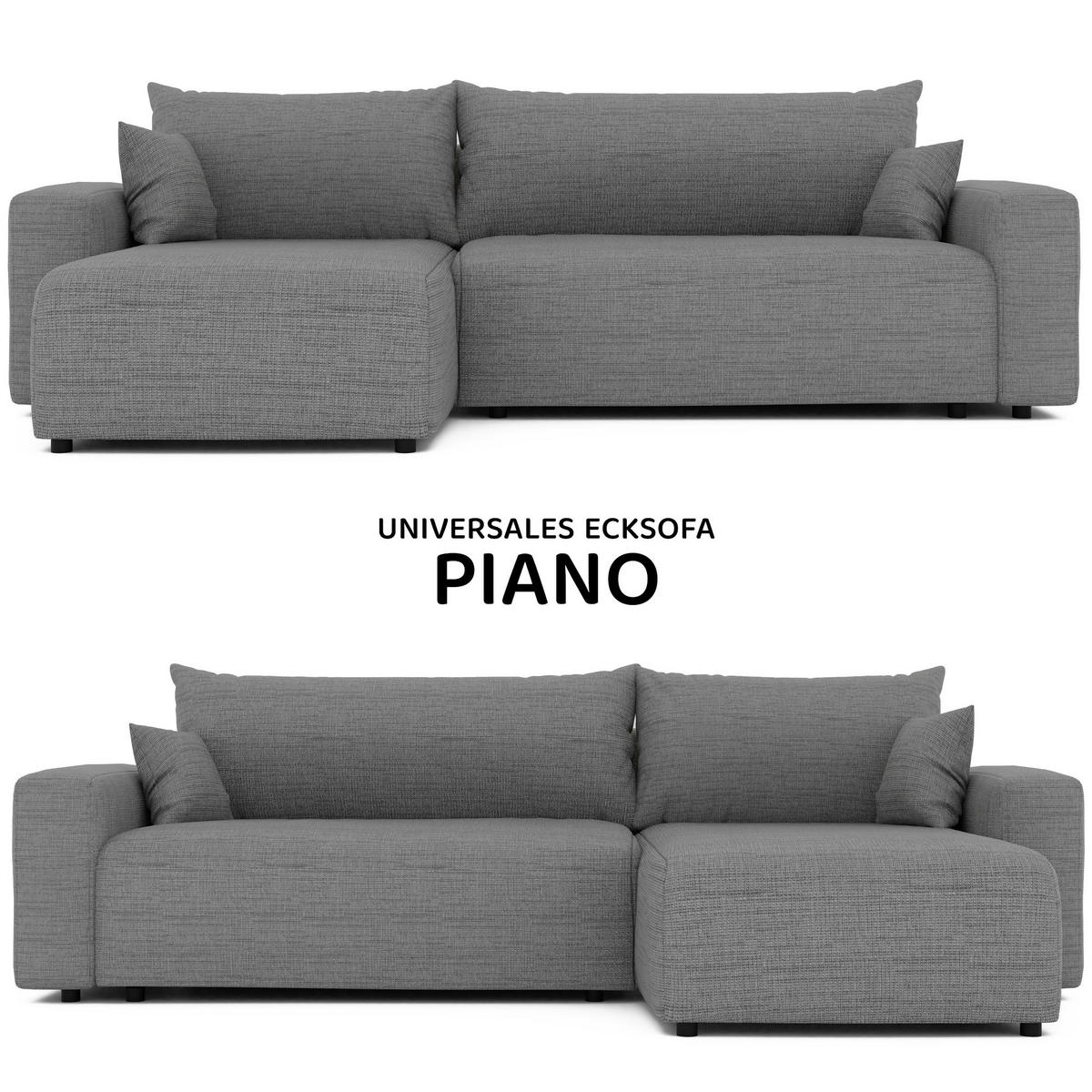 ECKSOFA mit Schlaffunktion und Bettkasten, Grau - Grau, Holzwerkstoff/Textil (145/278cm) - Idohome