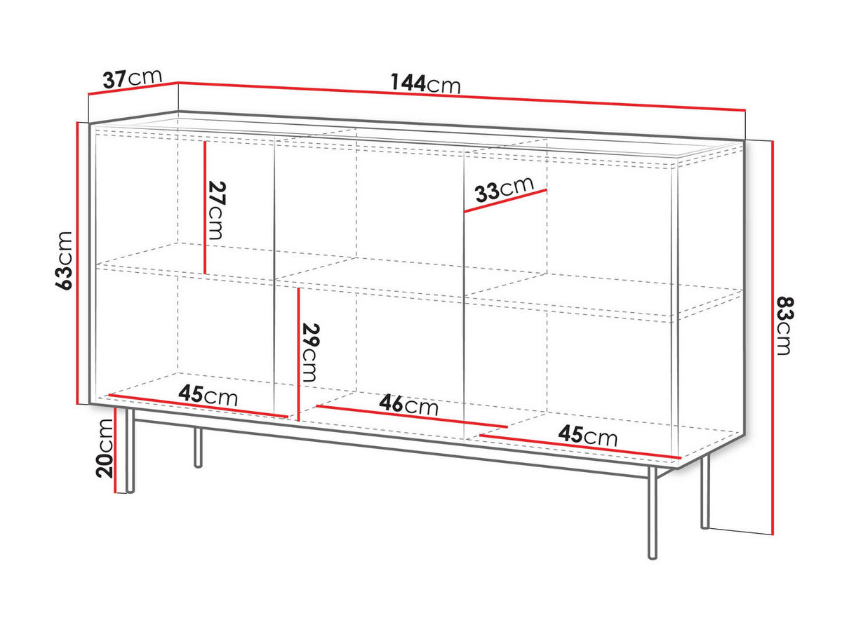 SIDEBOARD Color K144 - Creme, Holzwerkstoff/Metall (144/83/37cm) - MIRJAN24