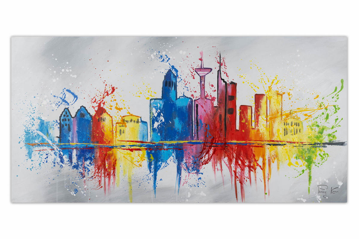 ACRYLBILD HANDGEMALT 120/60 cm - Multicolor/Grau, Holz/Textil (120/60cm) - KUNSTLOFT