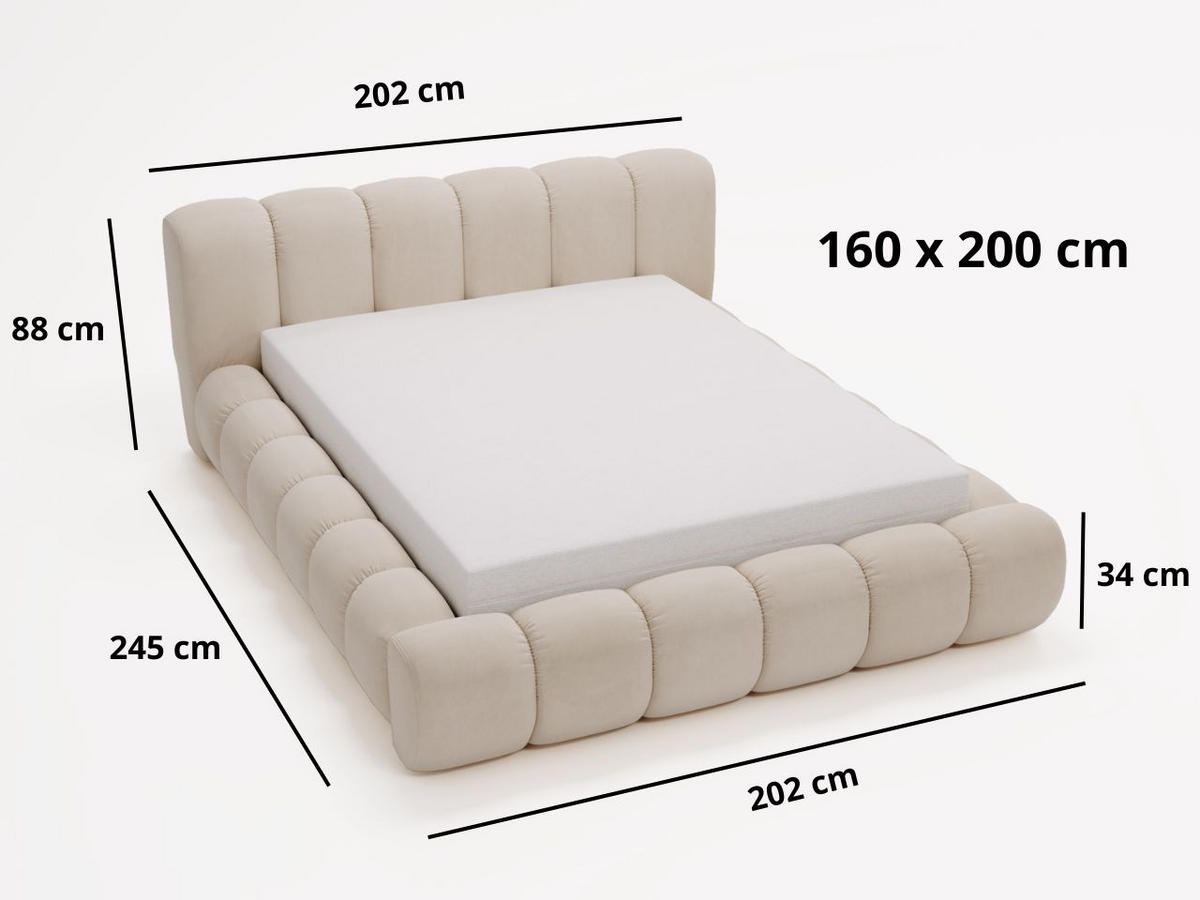 POLSTERBETT Doria 160x200 Grau - Grau, Textil (160/200cm) - Graingold