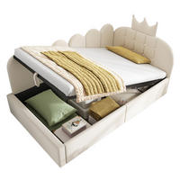 POLSTERBETT 90/200 cm in Beige mit Stauraum und Kronen-Design - Beige, Textil (90/200cm) - Flora Grace