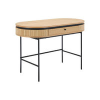 SCHREIBTISCH mit 1 Schubladen - Eichenfurnier - Holzfarben & Schwarz - CARDIONA - Schwarz, Holz (120/60/76cm) - Vente-Unique