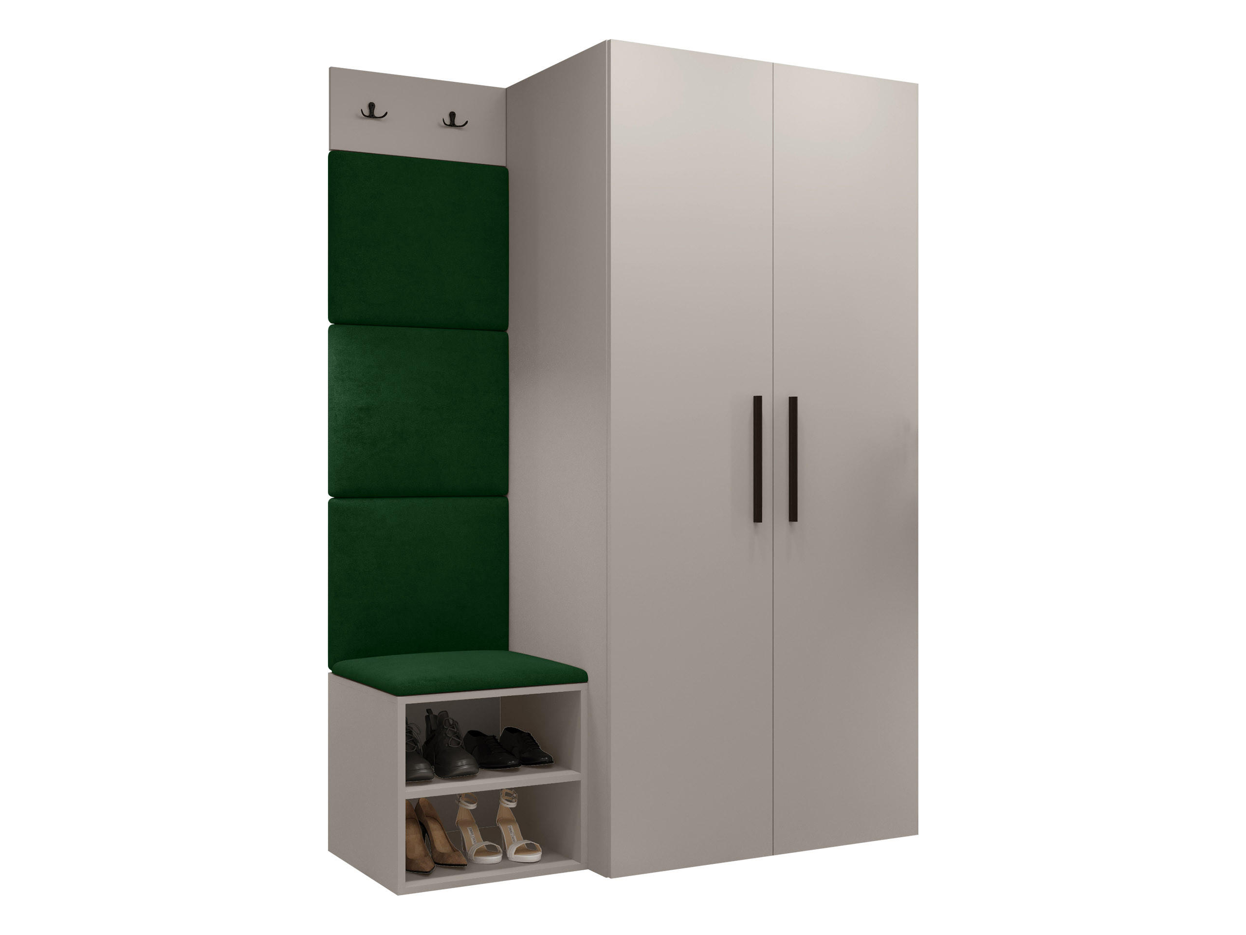 GARDEROBEN-SET Medi IV - Kaschmir/Schwarz, Holzwerkstoff/Kunststoff (80/191/50cm) - MIRJAN24