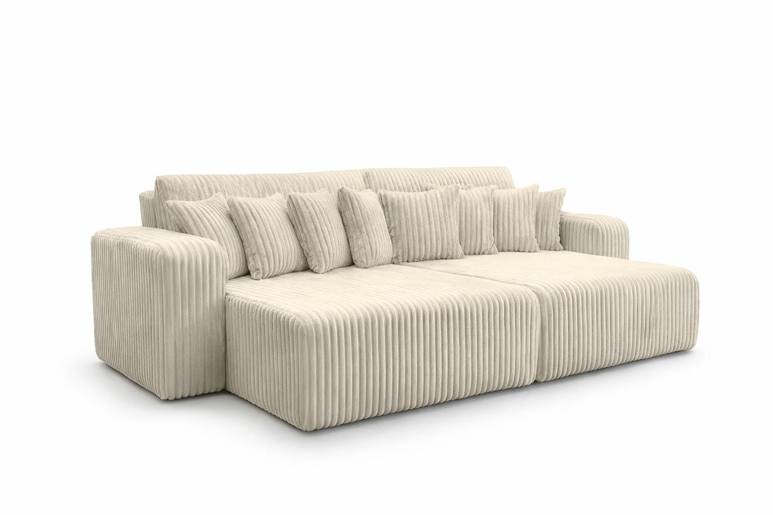 SCHLAFSOFA, Cordstoff Tilia, Ecru, PIANO DOUBLE - Ecru, Holz (246/83/145cm) - Kaiser Möbel