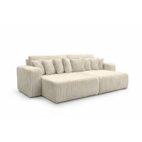 SCHLAFSOFA, Cordstoff Tilia, Ecru, PIANO DOUBLE - Ecru, Holz (246/83/145cm) - Kaiser Möbel