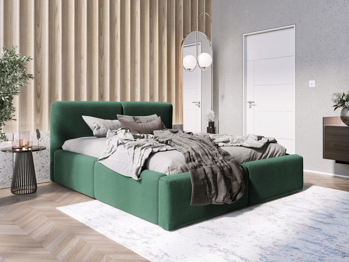 POLSTERBETT Rosmus Bettkasten 140x200 grün - Grün, Holz/Textil (140/200cm) - Fedve