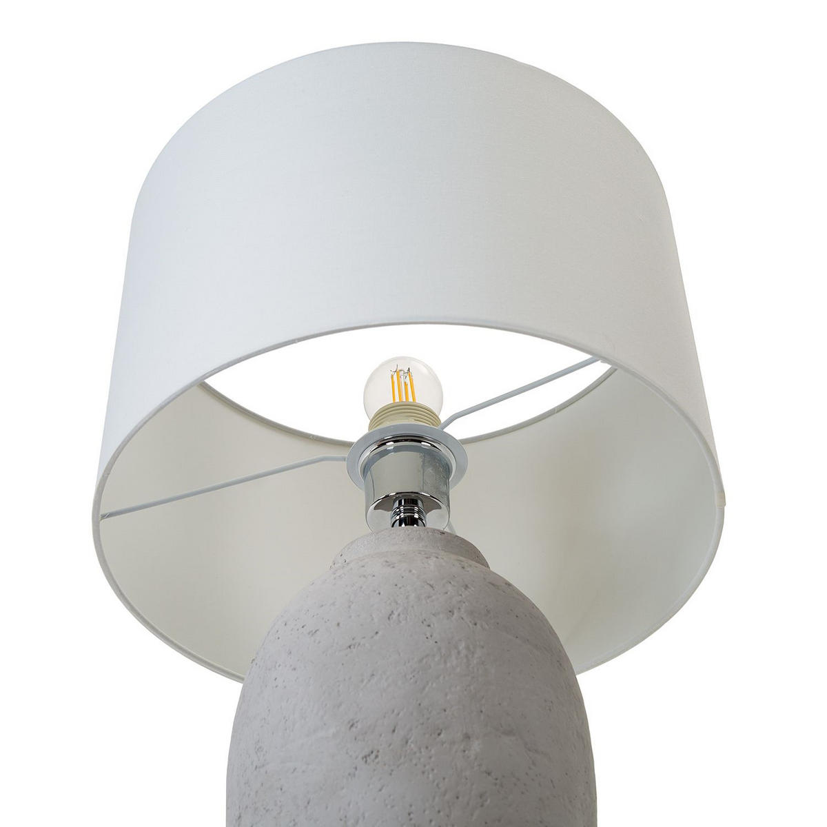 TISCHLEUCHTE - Leinenstoff / Beton, 1-flammig - Weiß, Textil (32/32/50cm) - home24