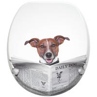 WC-SITZ mit Absenkautomatik Newspaper - Braun, Holzwerkstoff (38/6/47cm) - Sanilo